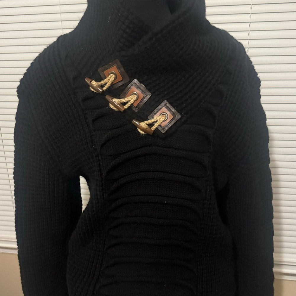 LCR 89 Black Edition 3-Button Toggle Pullover Mens Sweater Black Size XXL